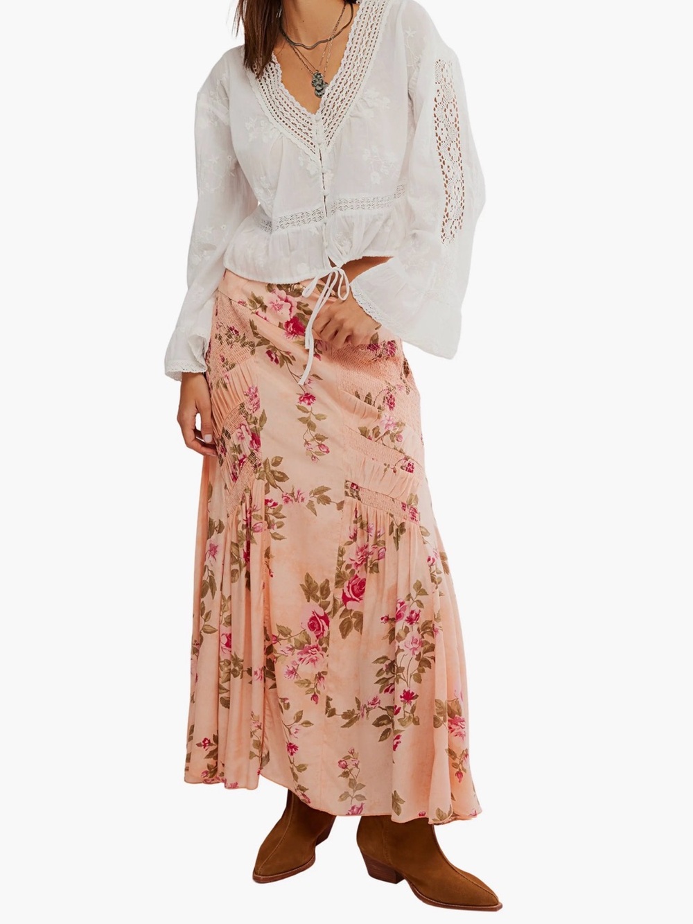 Free People Rowan Floral-Print Maxi Skirt